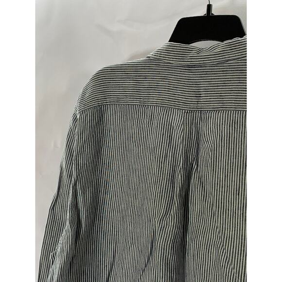 KNOWLEDGE COTTON APPAREL Men's Blue/White Pinstripe Linen Button-Up Shirt SZ 2XL - Picture 4 of 9